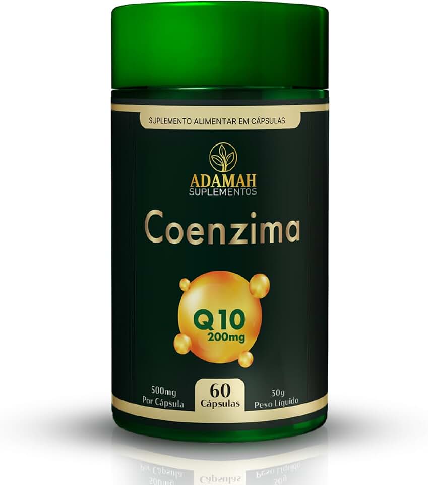 Coenzima Q10 200mg (Dose Alta) - Ubiquinona CoQ10 Pura para Energia, Coração e Fadiga - Suplemento Antioxidante em Cápsulas de Colágeno (Absorção Superior) - Adamah, 60 Cápsulas