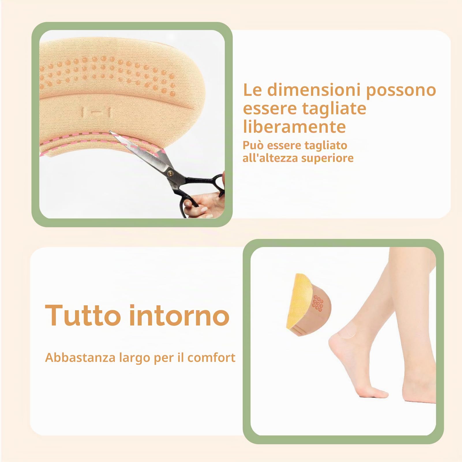 Set di 4 paia di cuscinetti per tallone, 3 mm e 6 mm autoadesivi, protezione per tallone per scarpe, inserti per scarpe troppo grandi, cuscinetti per tallone contro vesciche e sfregamento