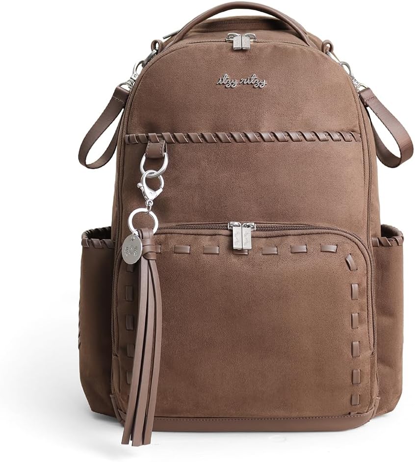 Itzy Ritzy Diaper Bag Backpack – Large Capacity Boss Plus Baby Backpack Diaper Bag Featuring 19 Pockets, Changing Pad, Stroller Clips, and Comfortable Straps (Aspen)