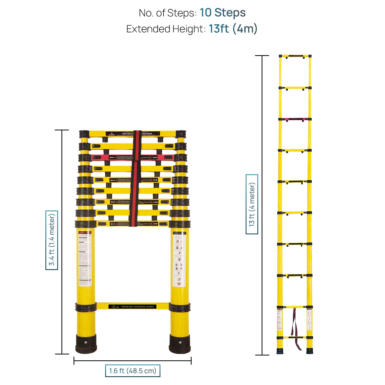 Corvids 4m Telescopic Ladder - Safe & Durable -2