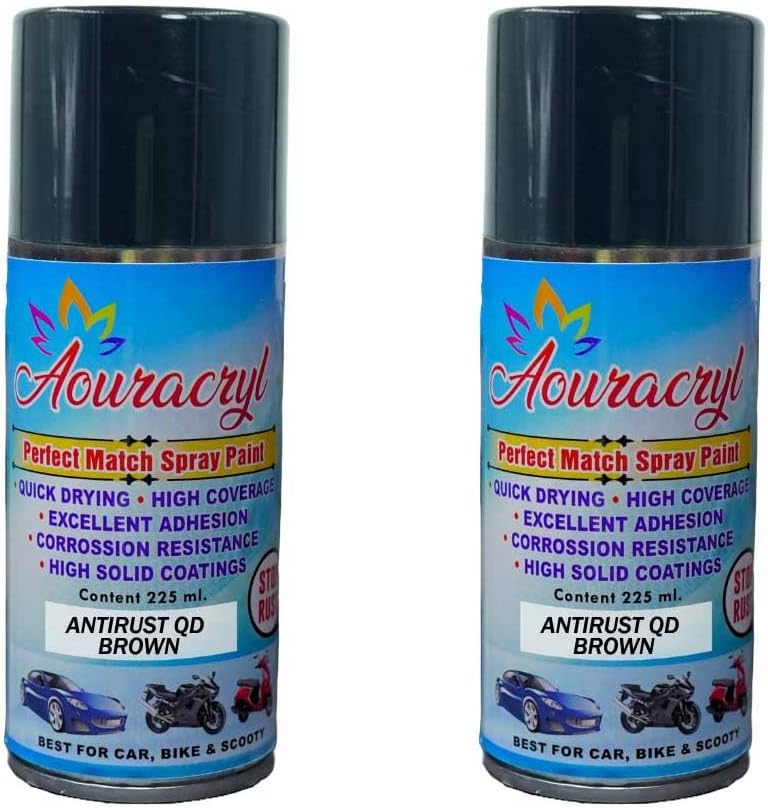 Spray Paint Can ANTIRUST QD BROWN PRIMER -225 ml (Pack of 2-pcs), For Bike, Cars, Furnitures, art and craft Paint work