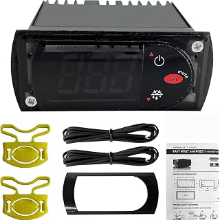 PJEZC0H000 Digital Temperature Thermostat Controller,230V/50-60HZ Compressor Fan Defrost Control Function with 2pcs NTC Probe Sensors for Air-Cooled Refrigeration Units