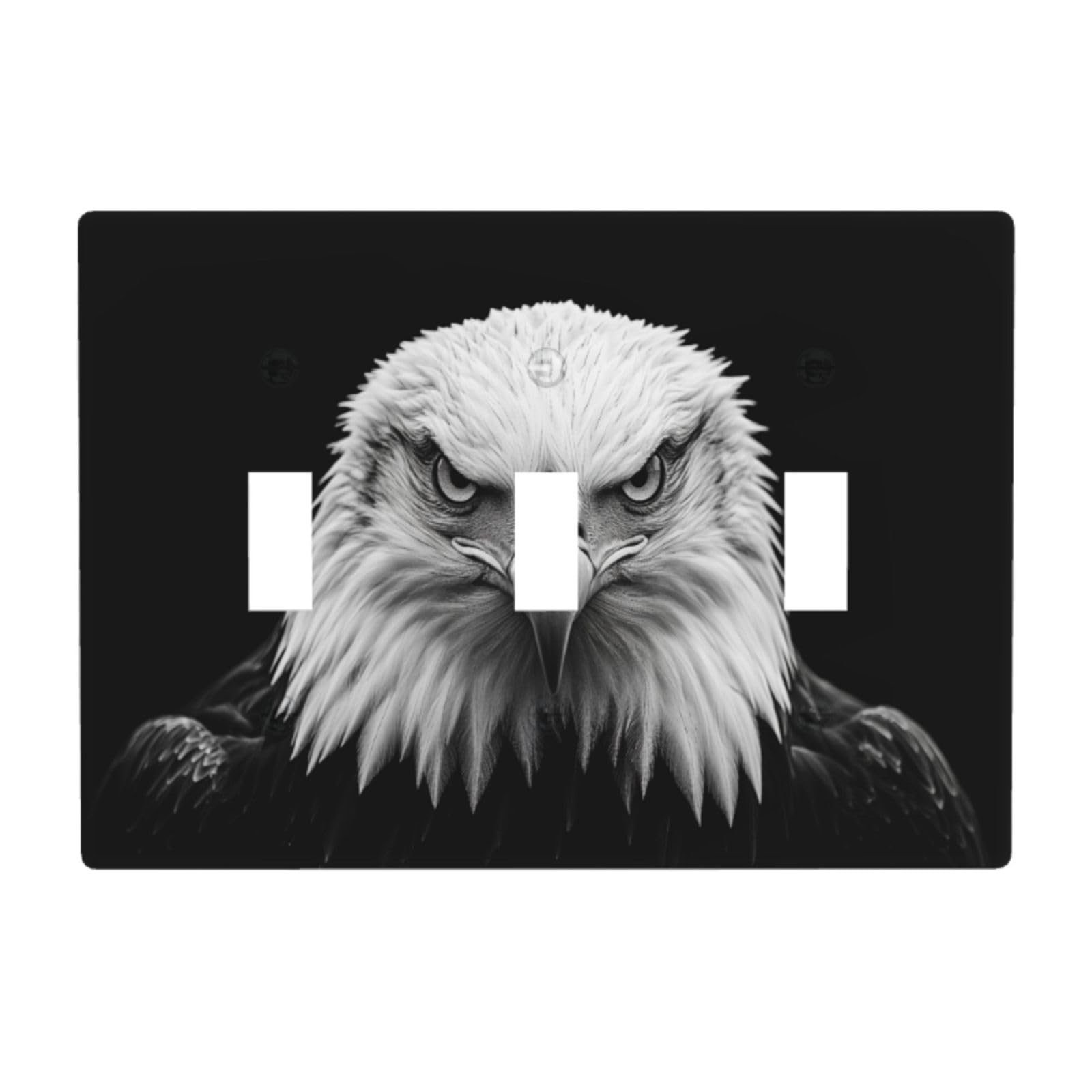 Black-and-White Majestic Eagle Light Switch Covers 3 Gang Triple Toggle Wall Plate Switchplate Electrical Faceplate for Bathroom Kitchen Bedroom Decor