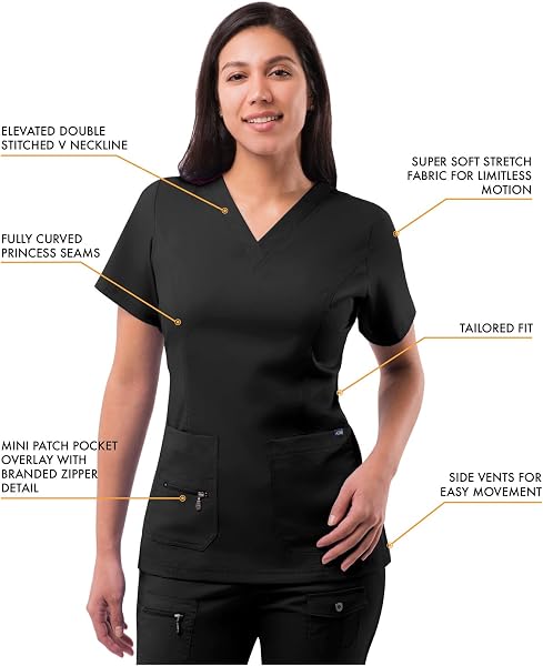 Adar Pro Breakthrough Plus Scrub Set for Women - Enhanced V-Neck Top & Multi Pocket Pants - 3