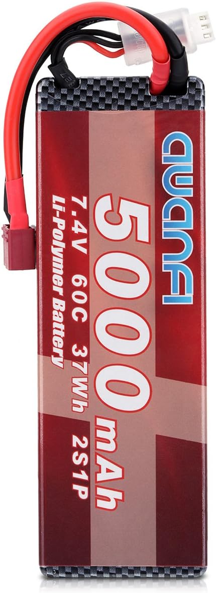 AWANFI 2S Lipo 7.4V 5000mAh 60C RC Battery Pack Hard Case with Deans T Plug for RC Car RC Truck RC Boat Airplane Helicopter Kyosho FPV Quadcopter Drone Toys Hobby