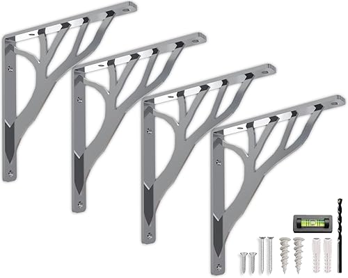 Miniatura 25 de Soportes de estante rústicos de 8 pulgadas a 10 pulgadas, soportes decorativos en L para estantes, soporte flotante de metal de hierro, soporte