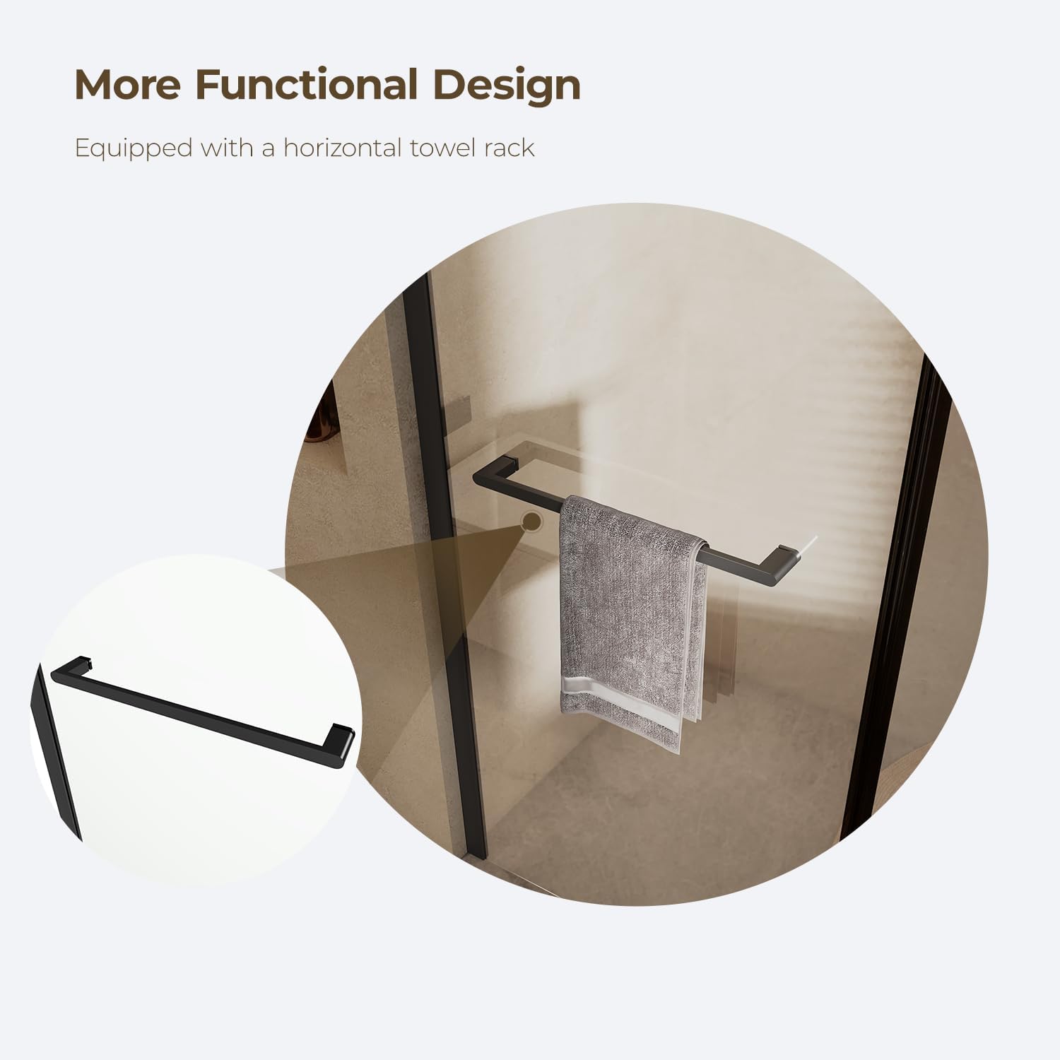 Frameless Shower Door 56-60" W × 76" H, Sliding Glass Door with 5/16" Clear Tempered Glass，Stainless Steel Hardware, Matt Black Finish