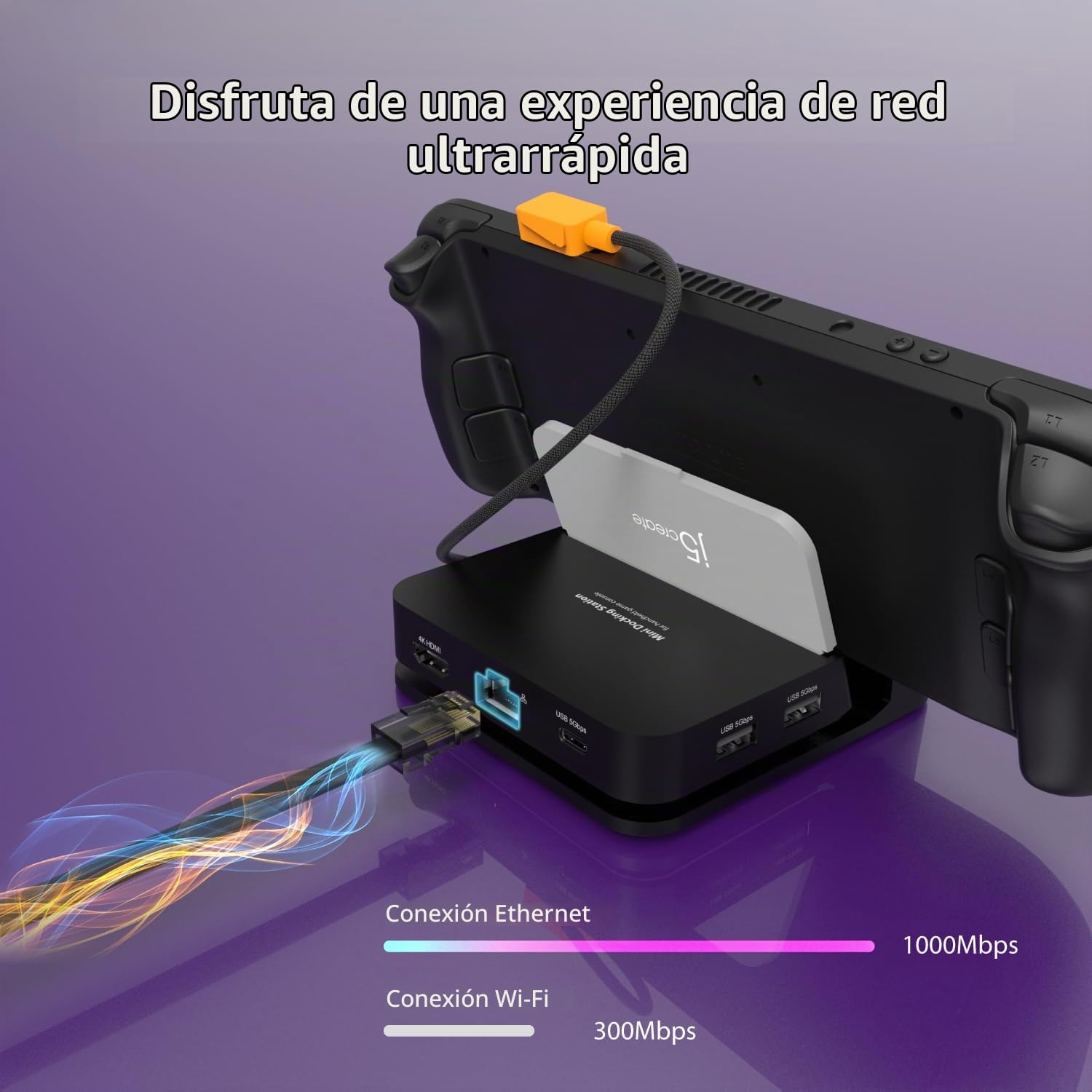Estación Base j5create Nintendo Switch 2, también Compatible con Steam Deck, ROG Ally, iPad y más, 4K a 60 Hz con Carga PD de 100 W, Gigabit RJ45 Ethernet, Puerto USB 3.2 Tipo A (JCD624)