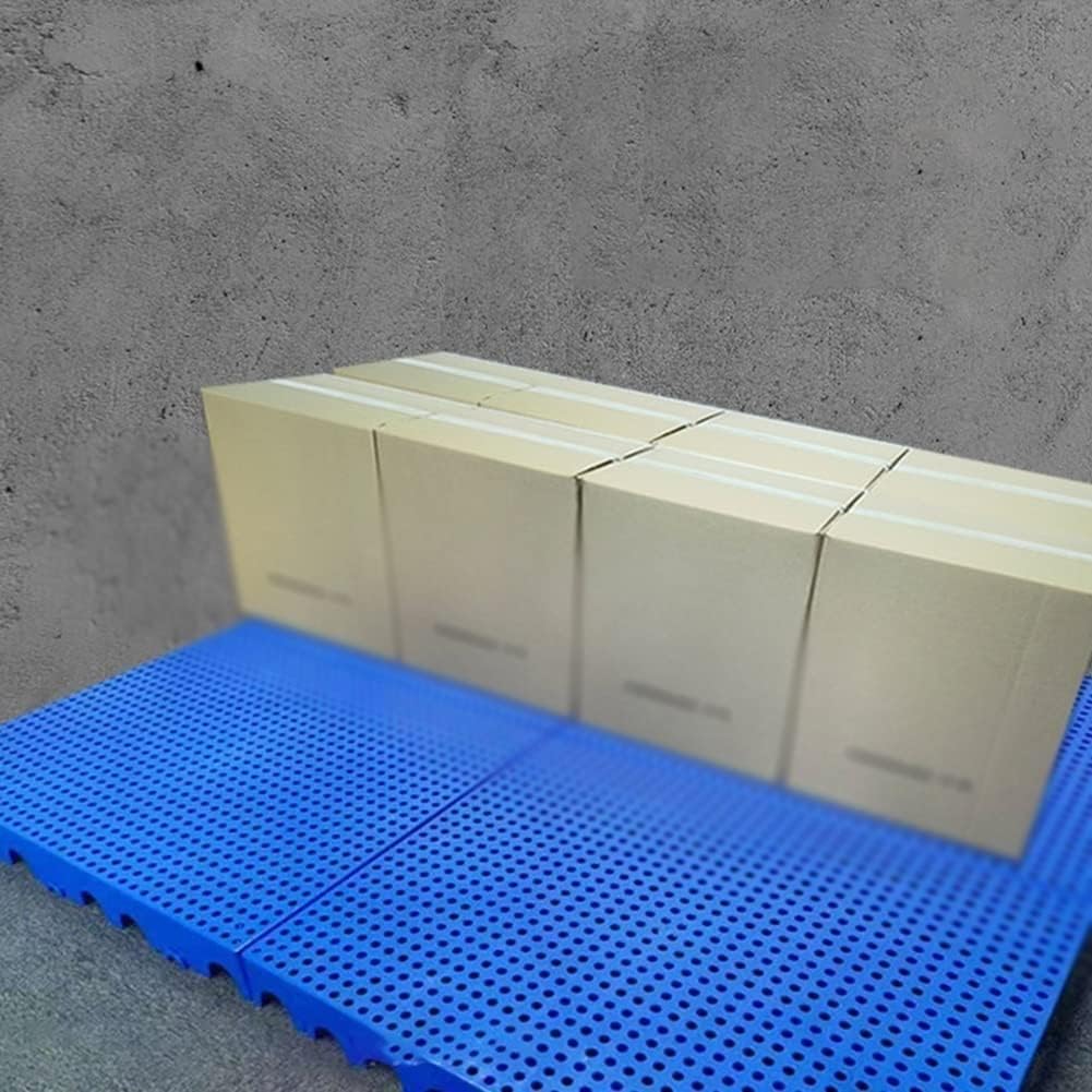Plastics Pallet, Combination Plastic Grid Pad, Modular Interlocking Safety Storage Water Leak Anti-slip Platform Shelf For Supermarket Kitchen Warehouse Outdoor ( Color : Blue , Size : 50x50x3cm )