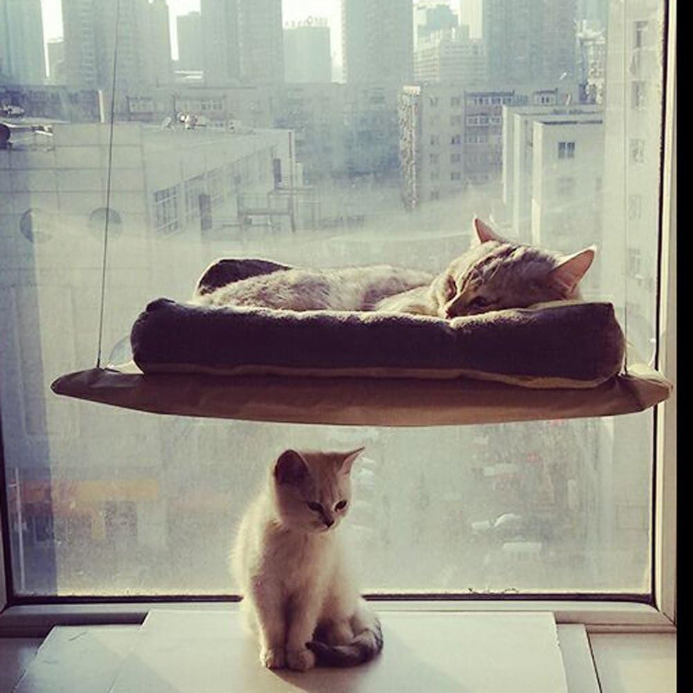 Wiseminnie 20KG Cat Basking Window Hammock Perch Cushion Bed Hanging Shelf Seat