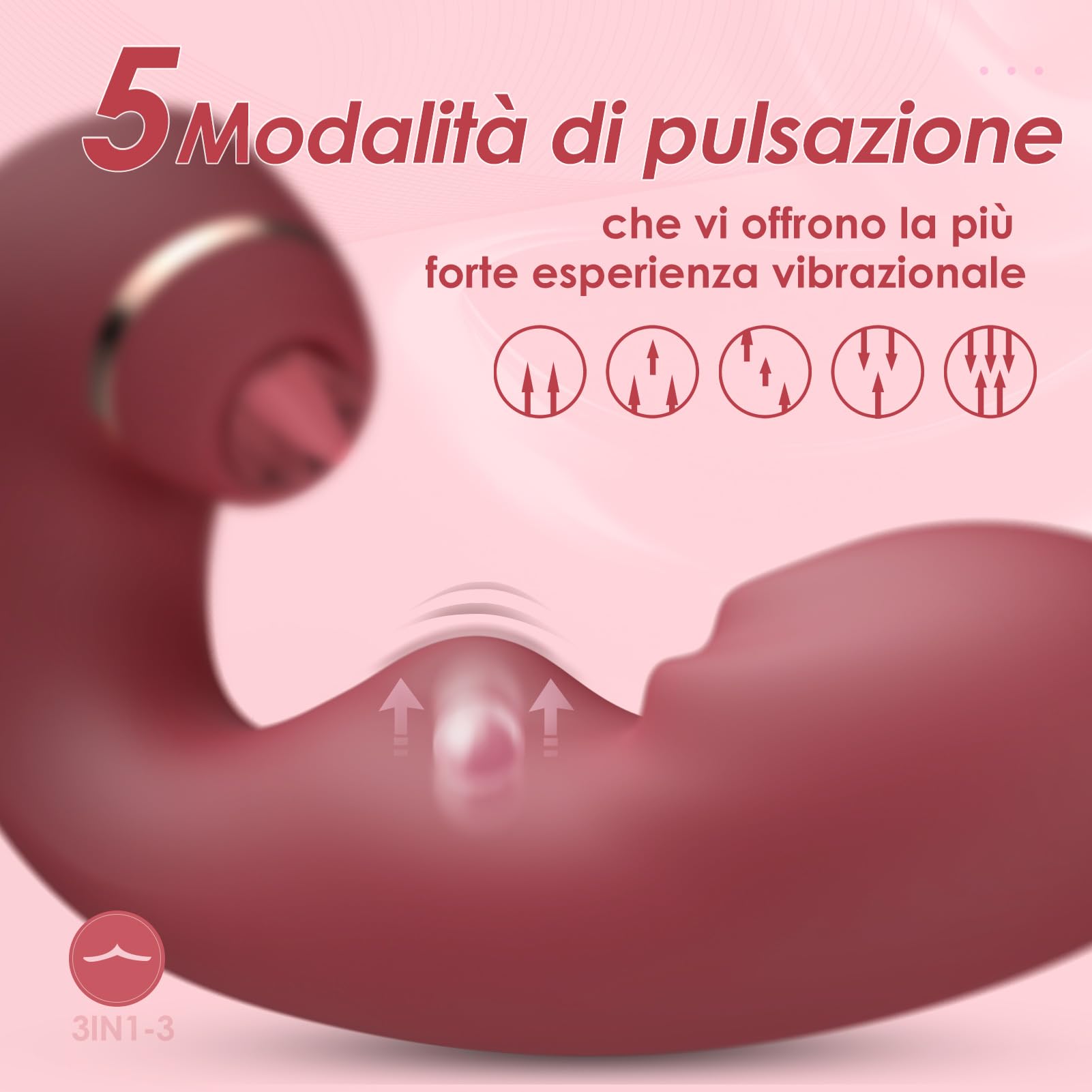 Succhia Clotoride Vibratoreper Donna, 3 IN 1 Stimolatore Clitoride Femminile Vibratore Vibrazione a impulsi di tocco, Sexytoysys Donna Vibratori per Vagina Capezzolo con modalità 5x5x10, Controllo APP