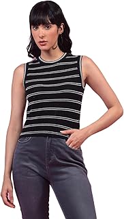 crimsoune club Women's Black Horizontal Stripes Sleeveless 100% Cotton Top-picture-26