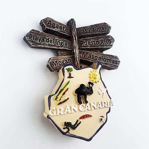 Miniatura 2 de Señal de tráfico Gran Canaria España Imán de Refrigerador de Viaje Recuerdo Decoración Nevera Pegatina Magnética Pintada a Mano Artesanía