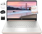 HP New 14' HD Ultral Light Thin Laptop, Quad-Core Intel Celeron Processor, 16GB RAM, 628GB (128GB eMMC+ 500GB Ext), Wi-Fi, Upto 11 Hours, Windows 11S + 1 Year Office 365+HubxcelAccessory,Rose Gold