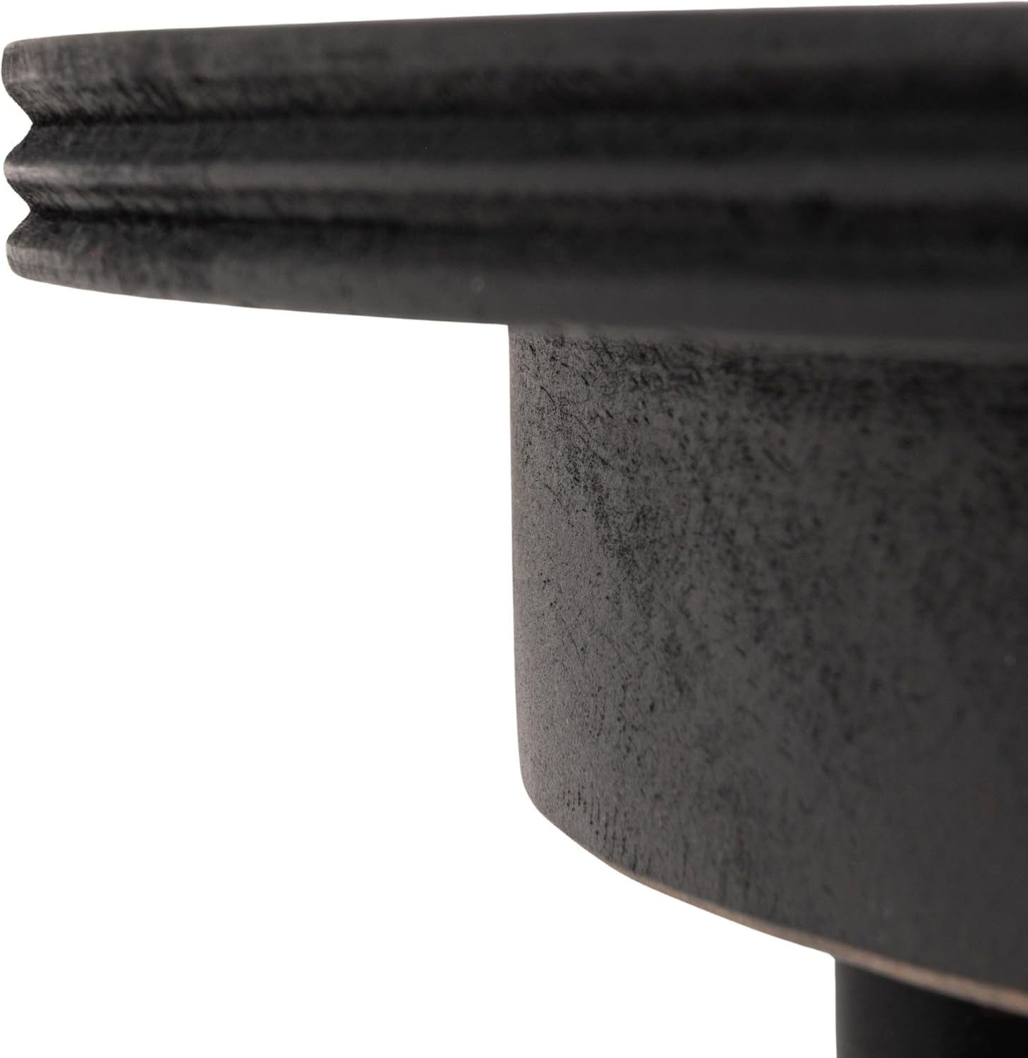 Creative Co-Op Round Wood Table with 2 Cane Shelves, Black