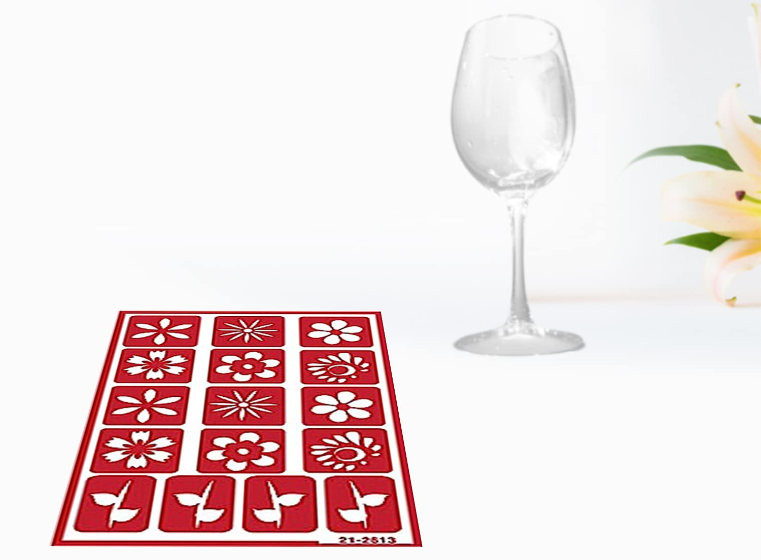 2 plantillas de grabado de vidrio reutilizables - Plantilla temática de gnomos y flores - Diseño floral - El juego incluye cepillo