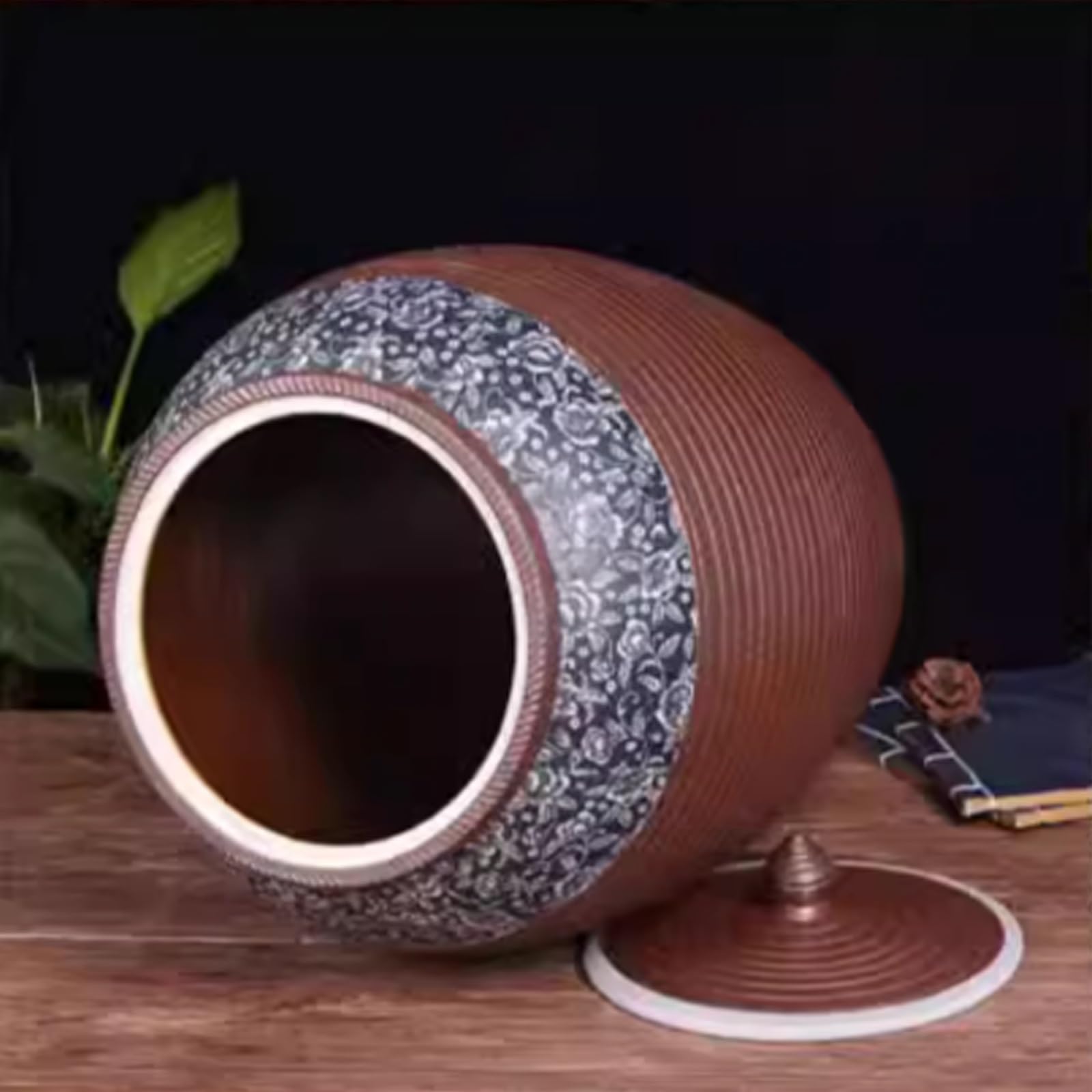 Barattolo per riso cinese sigillato di grande capacità Barattolo cinese Barattoli per la conservazione di cereali Contenitori per alimenti in ceramica Cilindro per riso in ceramica con coperchio(10kg)