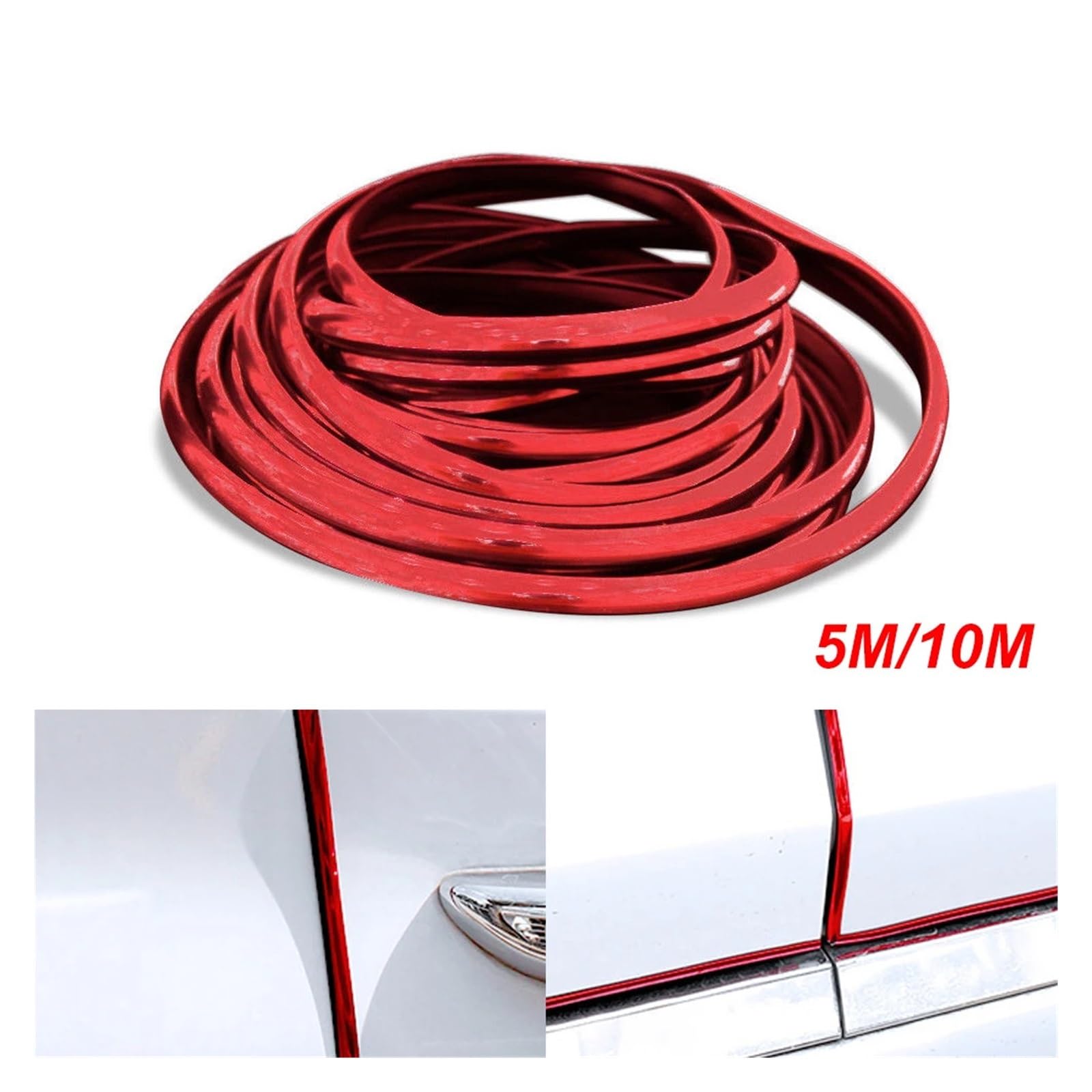 ZHGUIMING Tira protectora for puerta de coche, anticolisión, borde de puerta, pegatina antiarañazos, moldura de seguridad for carrocería de coche, moldura de estilo(10M Red)