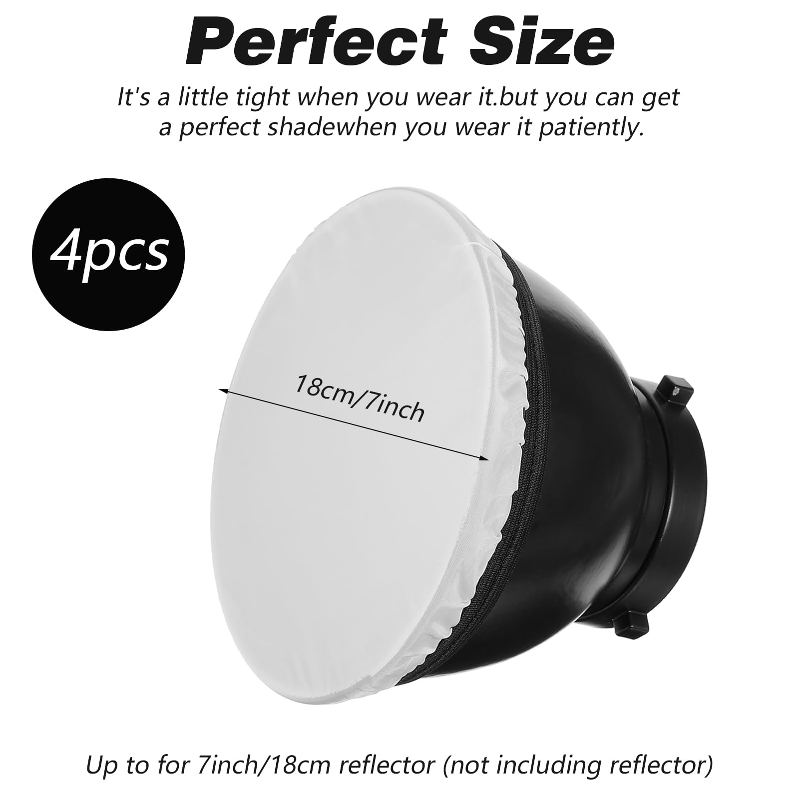 Lot de 4 diffuseurs de lumière - 18 cm - Blanc - Doux - Réflecteur pour studio stroboscopique - Réflecteur standard