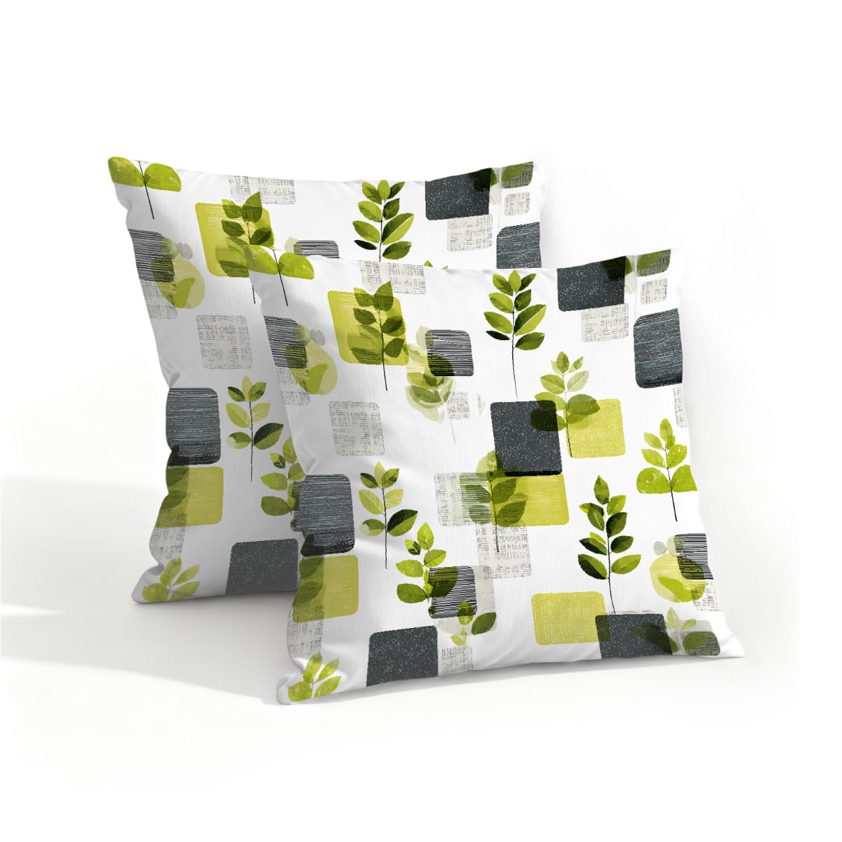 Outdoor Pillow Covers Waterproof Pillowcases 16x16in Set of 2 Modern Geometric Botanical Leaves Decorative Throw Cushion Case for Couch Sofa Garden Patio Furniture