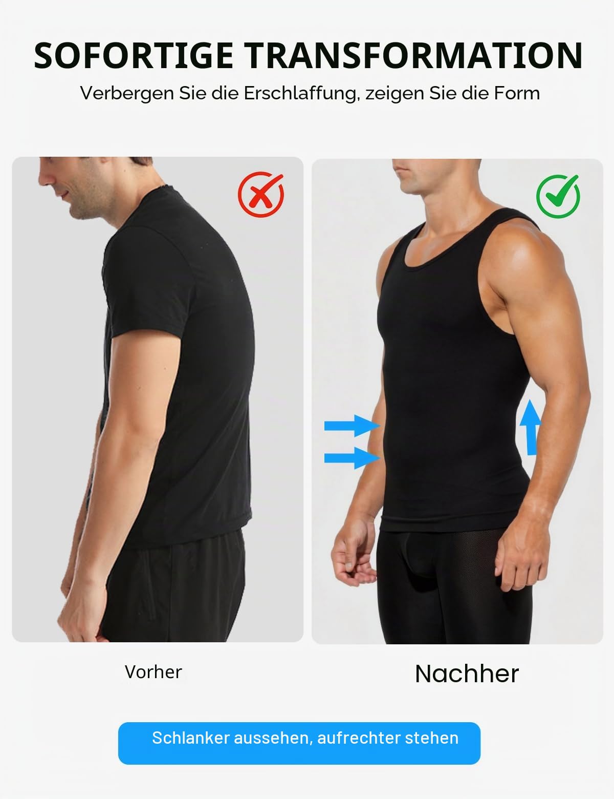 Casey Kevin Shapewear Herren Bauchweg Unterhemd Kompressionsshirt Tank Top Herren Body Shaper Compression Shirt