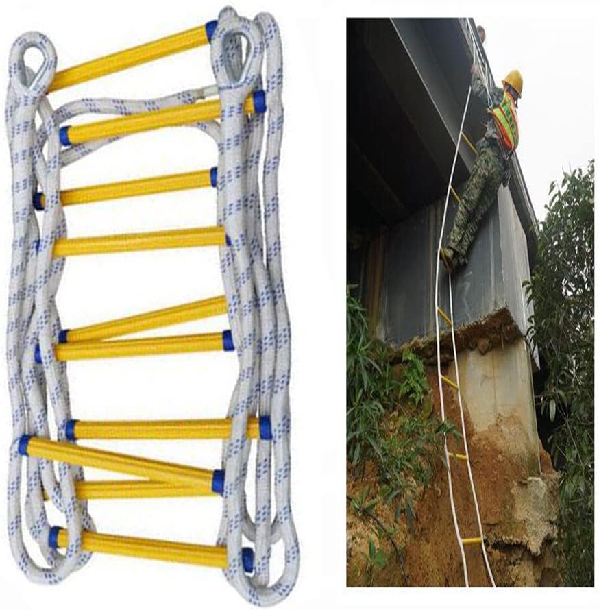 Cylele Mgg Fire Escape Ladder 34 Story,Portable Climbing Rescue Rope Ladder with Hooks for Home