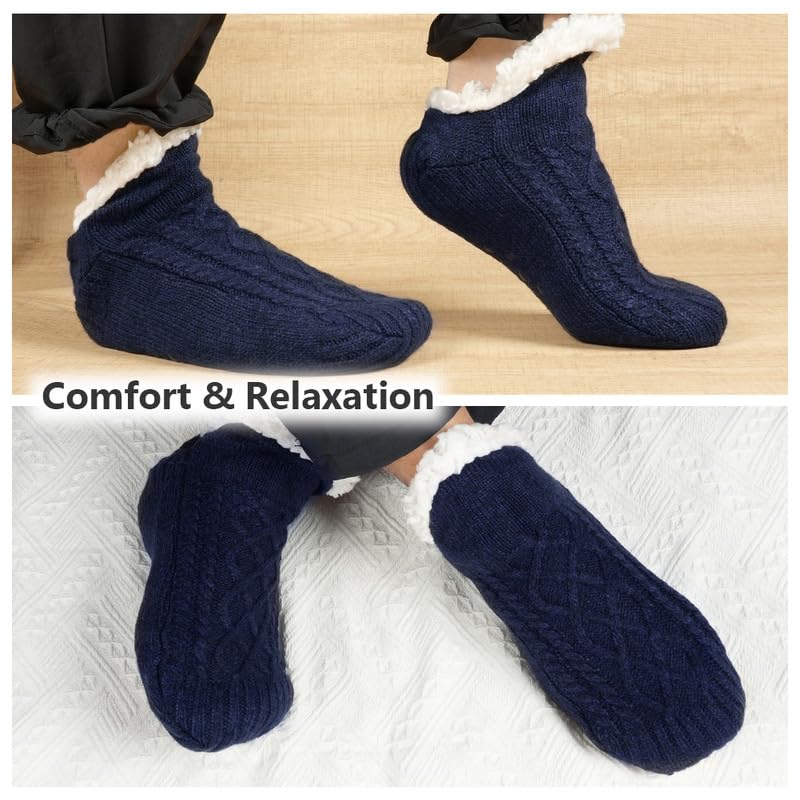 flintronic 1 Paia Calzini a Pantofola per Donna e Uomo, Morbidi e Caldi, Comodi, Caldi Calzini Foderati in Lana, Antiscivolo per Interni