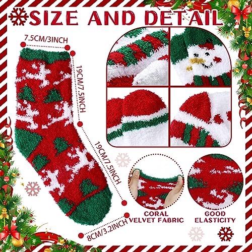Image of Hoolerry 30 Pairs Christmas Fuzzy Socks in Bulk for Women Adult Men Gifts Fluffy Holiday Winter Socks Unisex Warm Crew Gifts