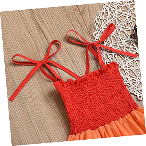Vestido de playa para niña rojo de algodón ropa cómoda infantil 5
