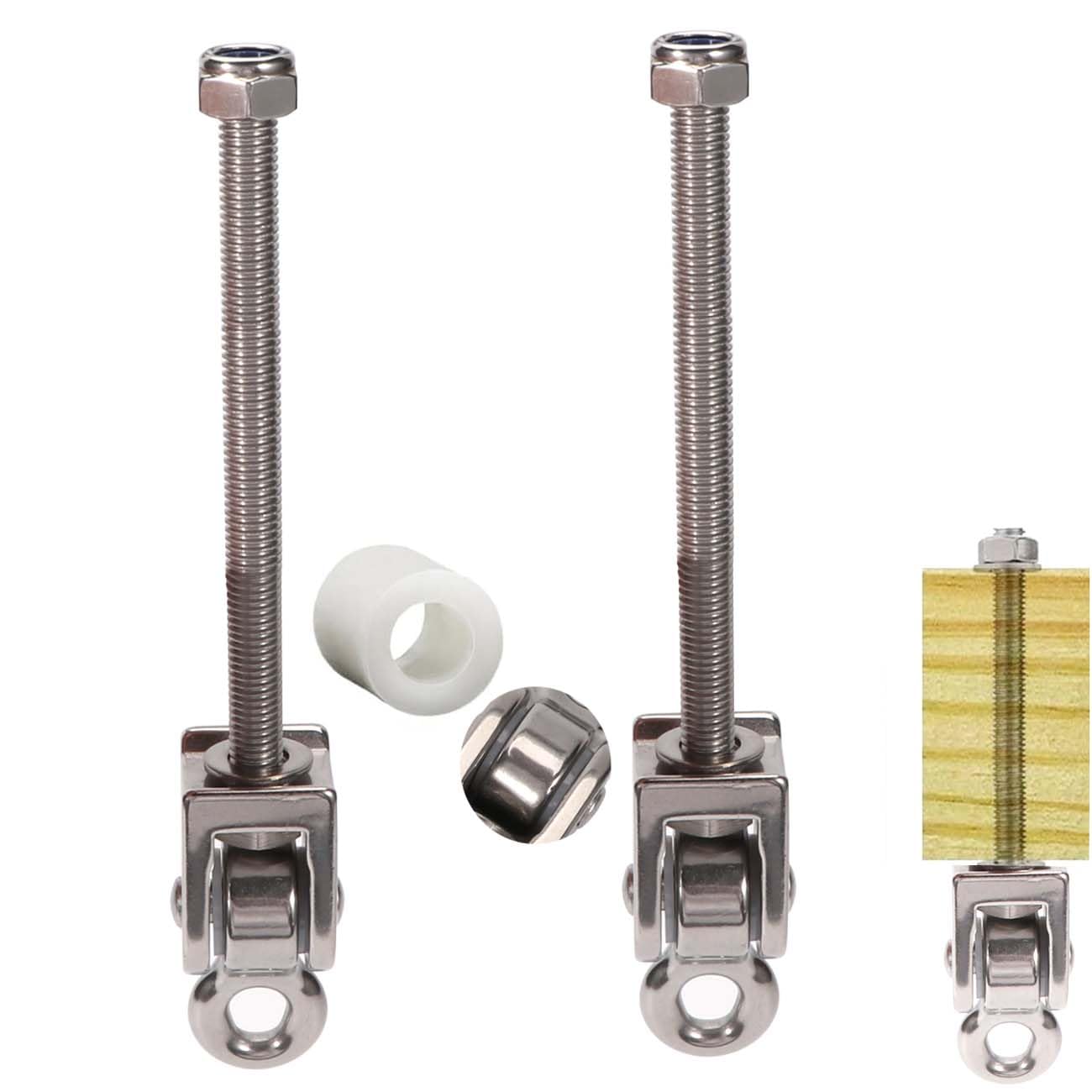 Paquete de 2 perchas de columpio resistentes con rodamientos, soportes de acero inoxidable 304, capacidad de 1500 libras para columpios de porche, sillas colgantes, sacos de boxeo, equipo de