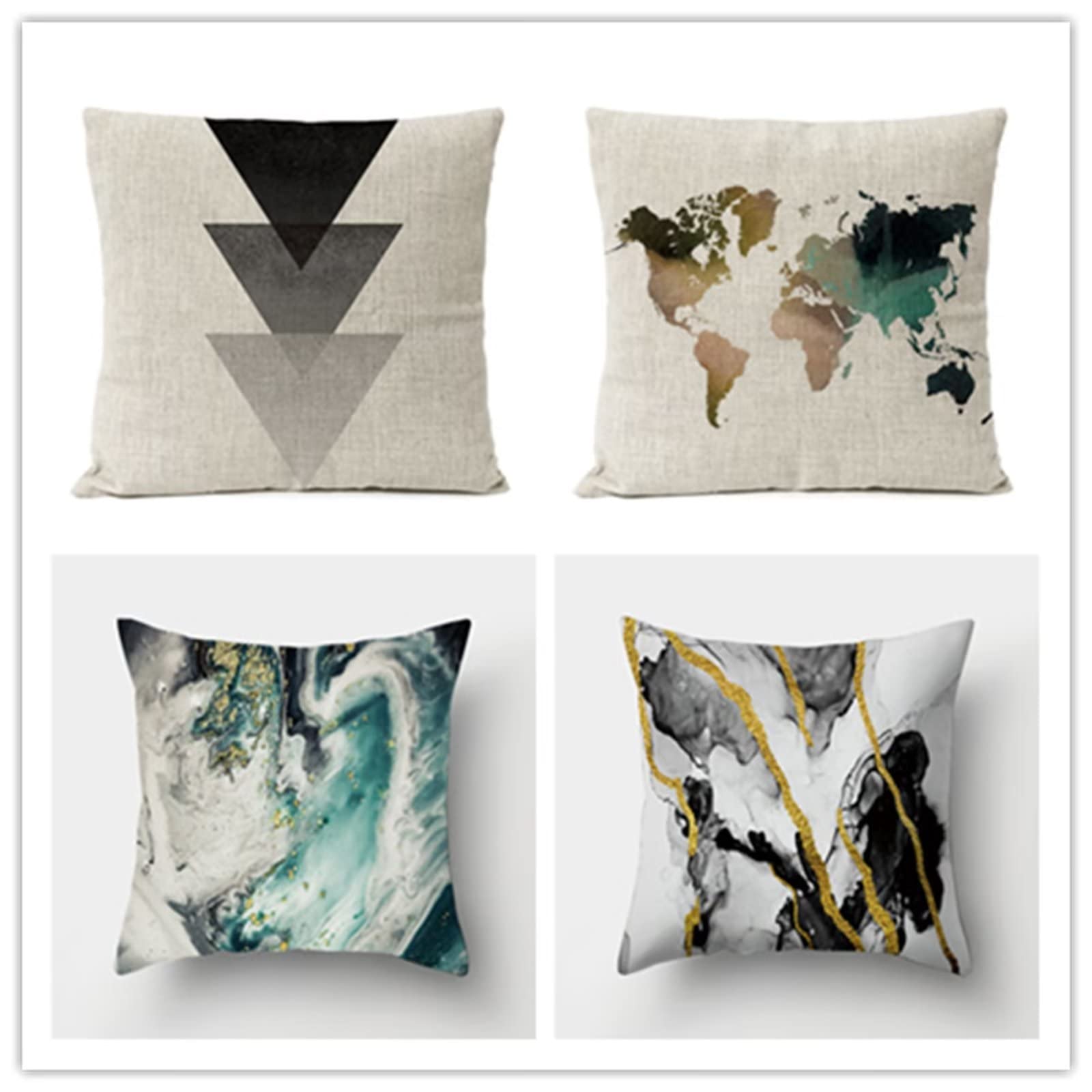 Cojines 65x65cm Geometría Cojines Decorativos para Sofa Moderna Decorativa Cojín Juego de 4 para Decoración Hogar Soft Almohadas cuadradas Funda de Cojín D-2532