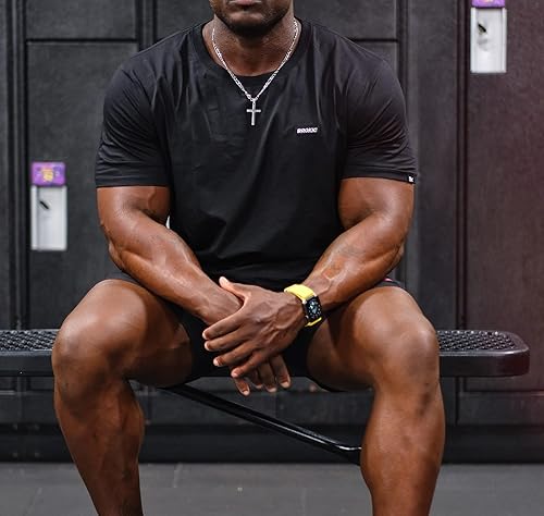 Miniatura 2 de BROKIG Camiseta de entrenamiento de gimnasio TDry Bold para hombre, ajuste casual, culturismo, camisas de manga corta para hombre