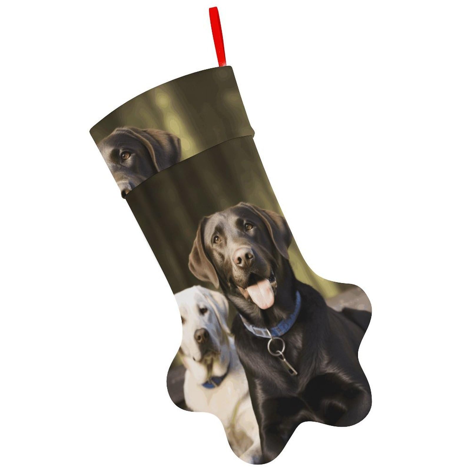Labrador Christmas Stocking Soft Comfortable Christma Sornaments Stocking Cute All-Printed Dog-Paw Stockings for Xmas Eve Party Fireplace Tree Gift Decoration