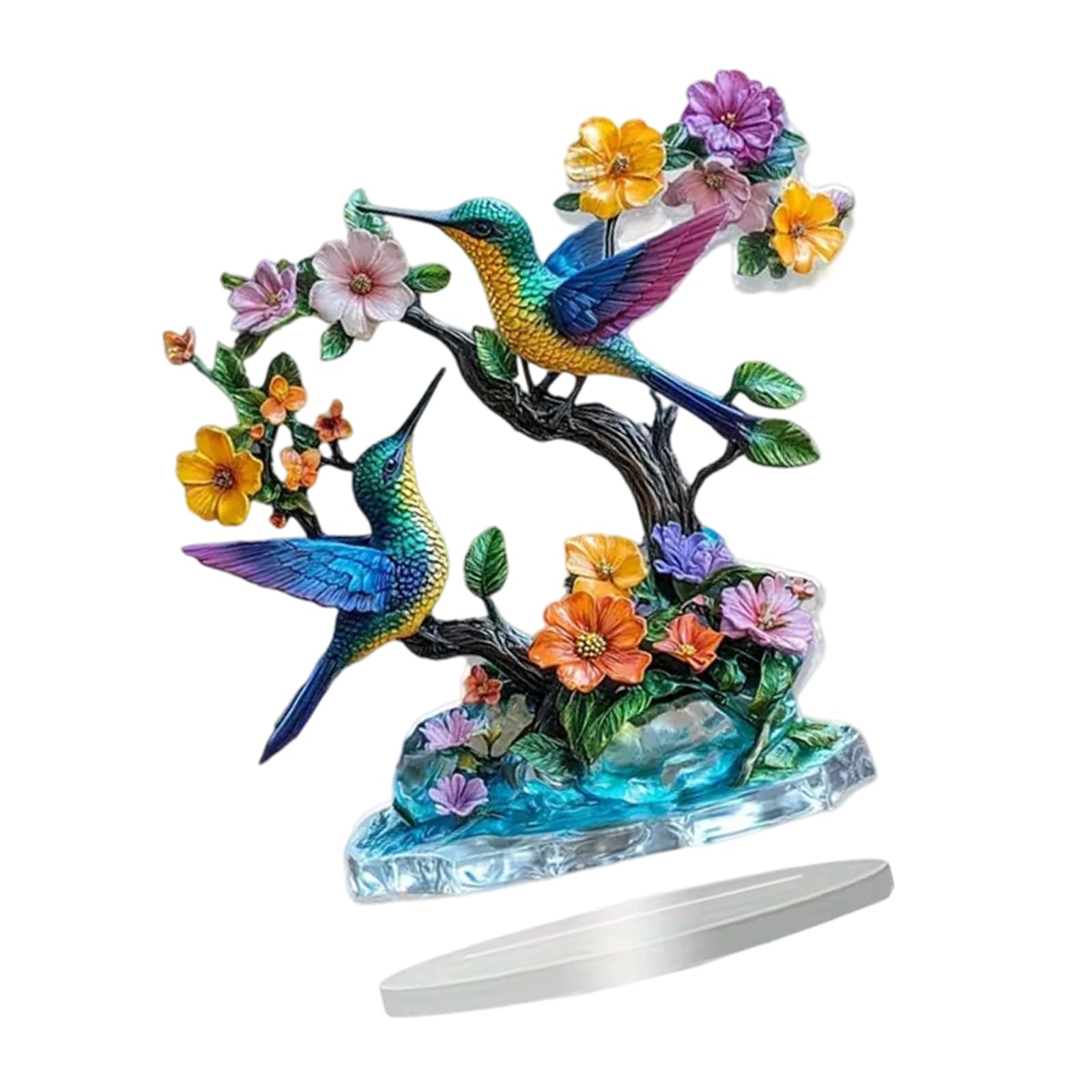 YROHGKPN Branch Bird Statue Figurine Animal Sculpture Home Decors Tabletop Centerpieces Collectible Decorative Figurine Acrylic Flower Branch Bird Sculpture for Home Desk Decoration