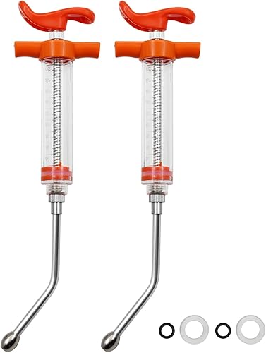 Miniatura 7 de Zalaxt 2 jeringas reutilizables para cabras, jeringa con 2 boquillas de empapamiento, jeringa ajustable para pistola de dosificación para ovejas
