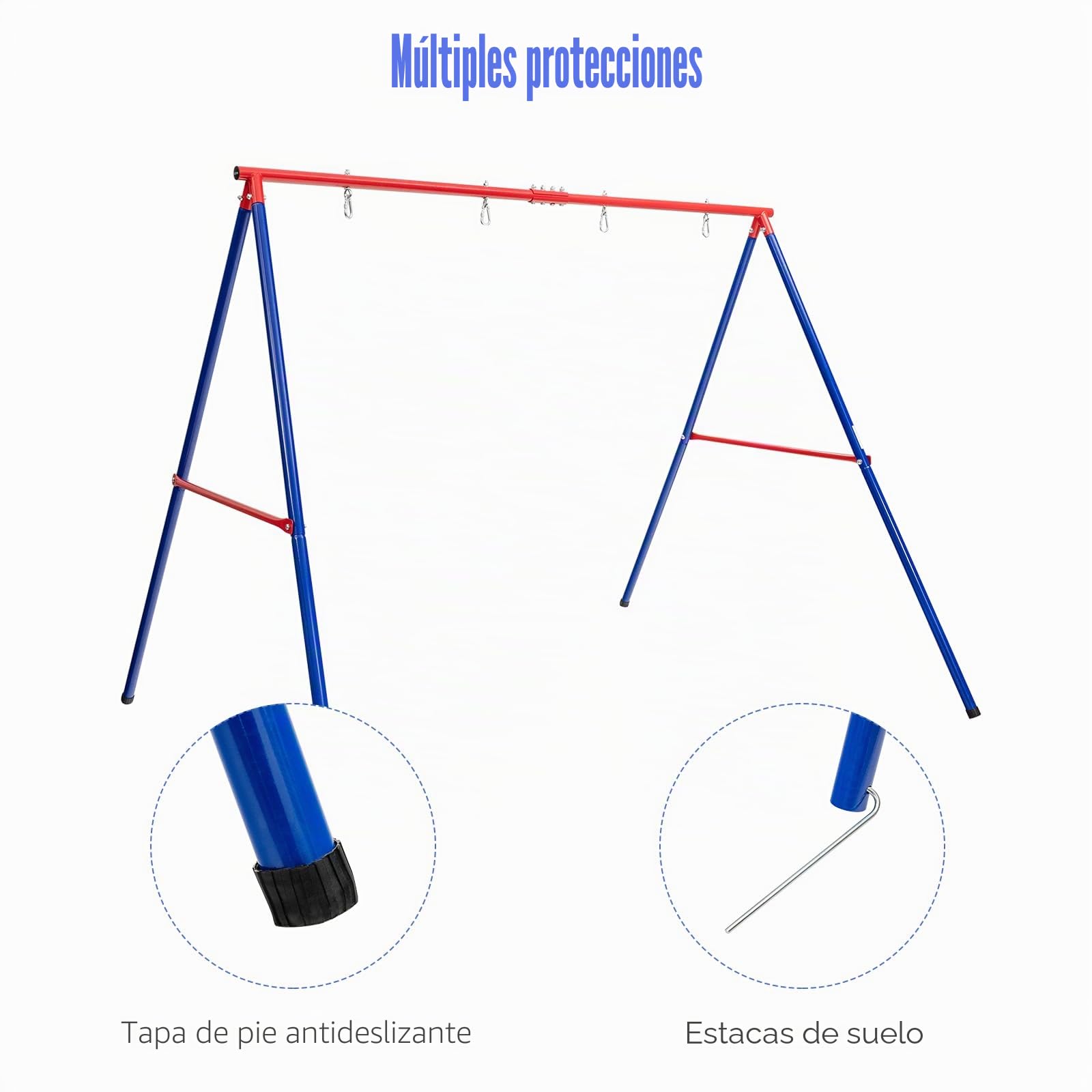 KOMFOTTEU Estructura de Columpio de Metal, Marco para Columpio Infantil con Carga de 250 kg, Estructura en Forma de A, para Jardín, Patio, Parque, 260 x 183 x 183 cm