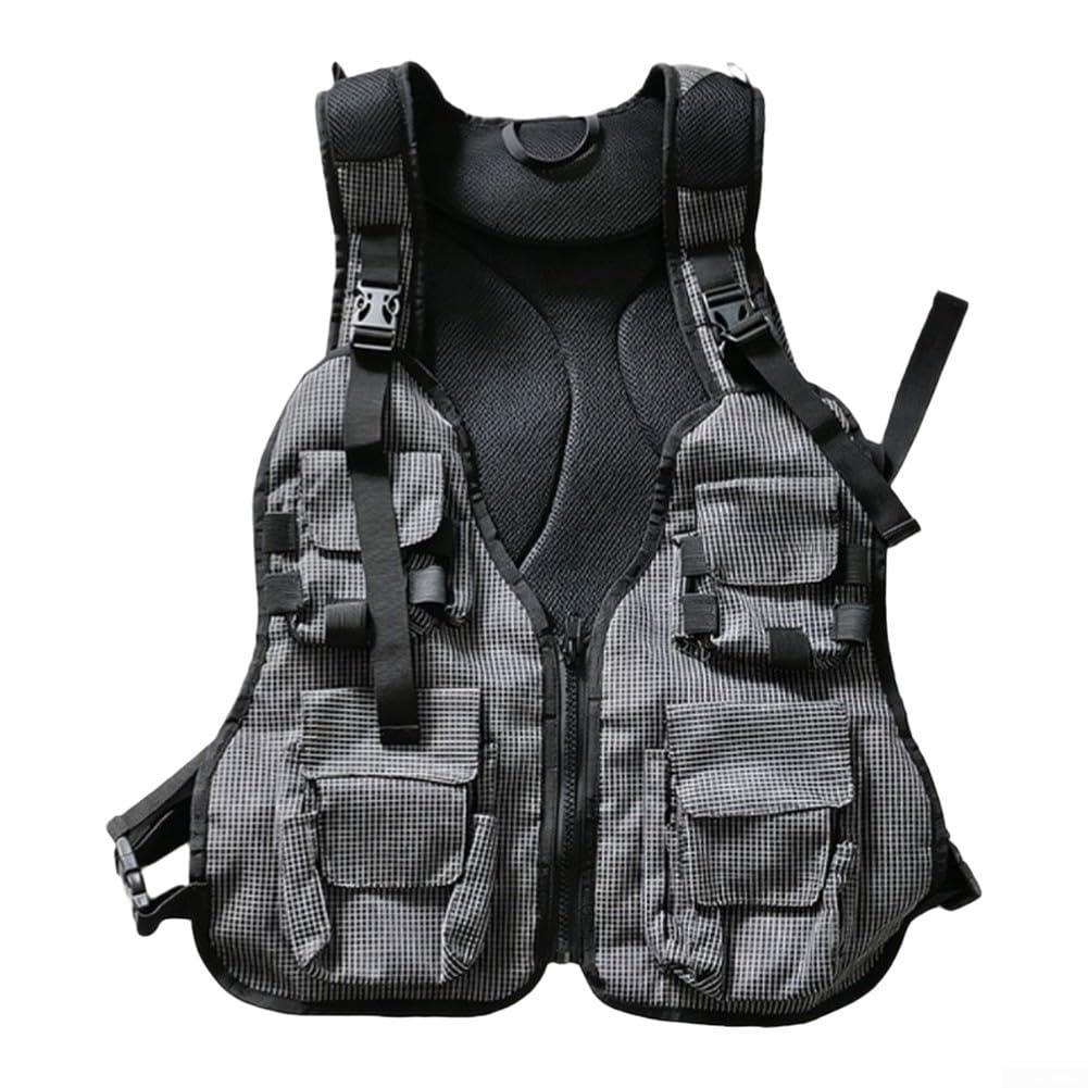 Gilet de pêche à la mouche en nylon avec bretelles réglables Noir Taille