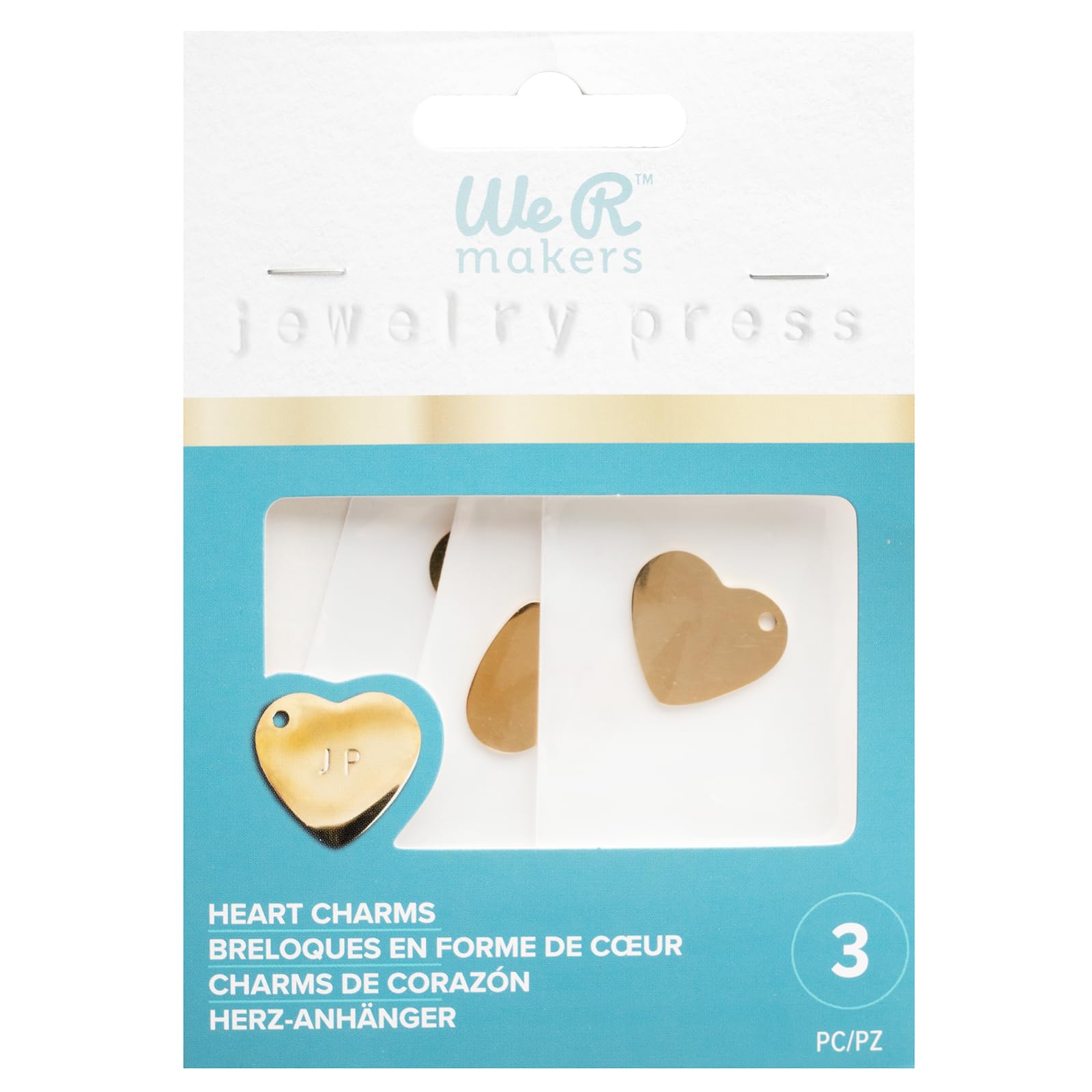 We R Memory Keepers We R Makers Jewellery Press Gold Heart Charms Pack Size 3