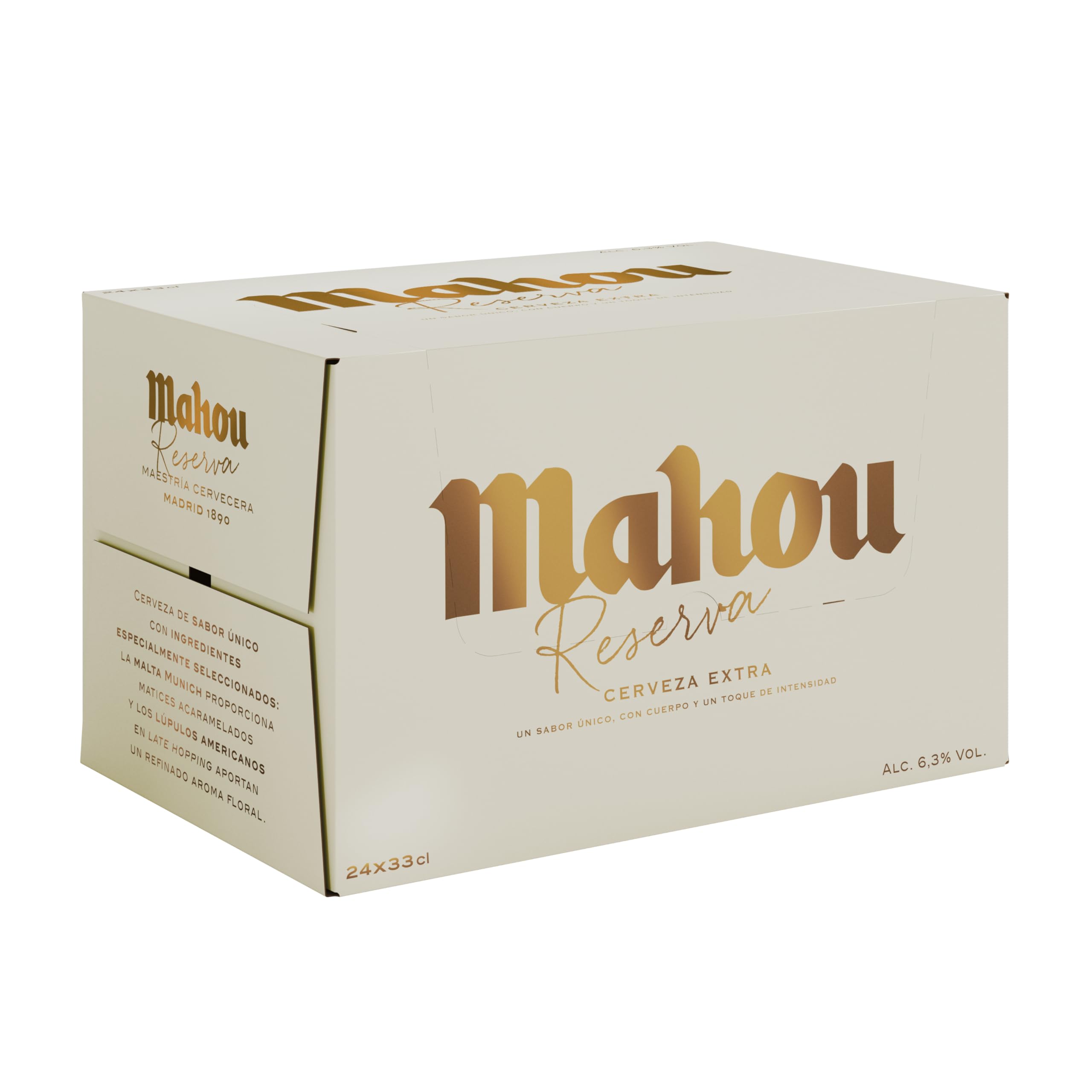Mahou Reserva Cerveza, Pack 24 Botellas 33 cl - 6,3% Vol con Cuerpo y un Toque Intenso