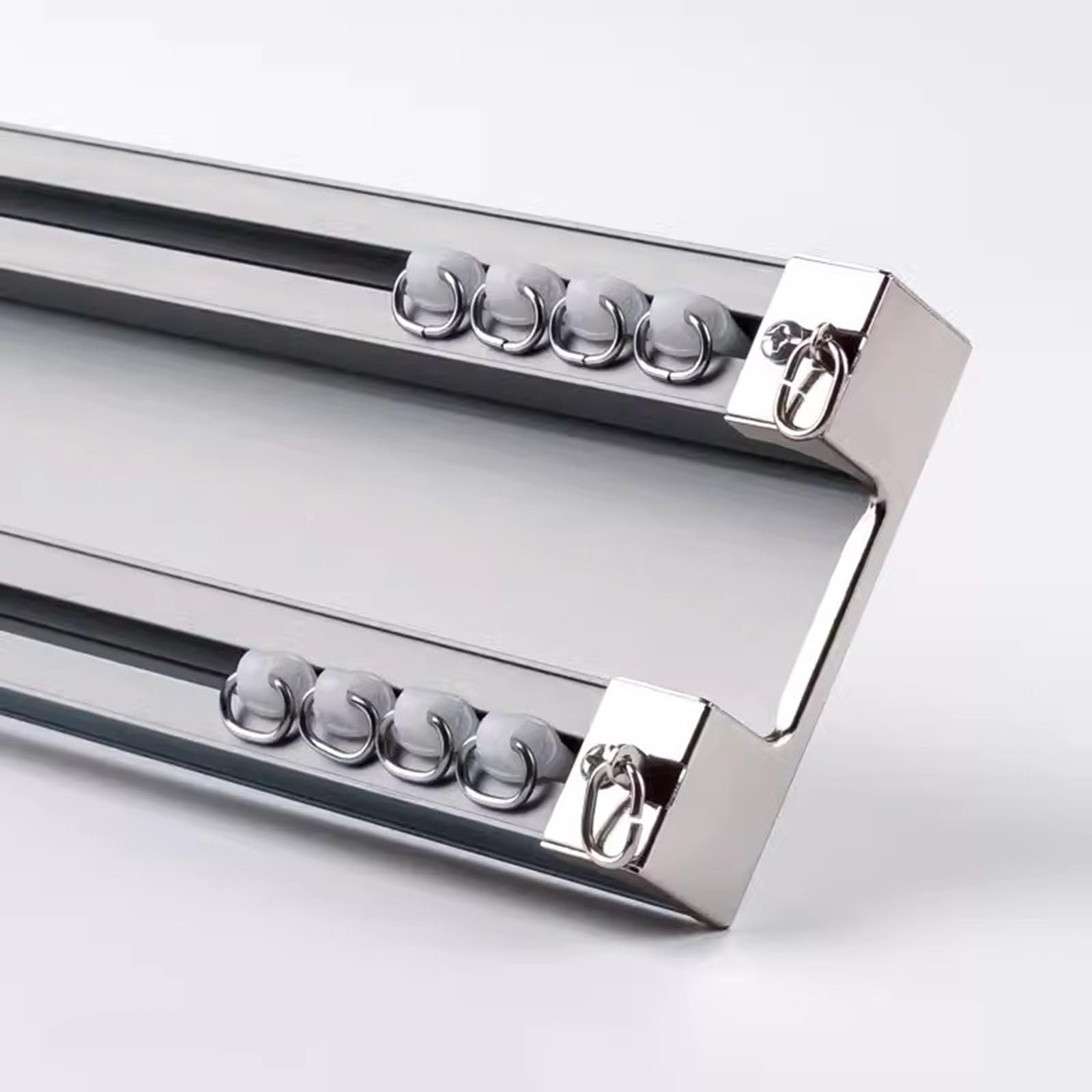 GXQFC Curtain Conjoined Double Track Ceiling Mounting, Heavy-Duty Curtain Rails Drop Ceiling Ceiling Track Set for Living Room Bedroom Room Divider(Size:4.5M,Color:Grey) — image 1