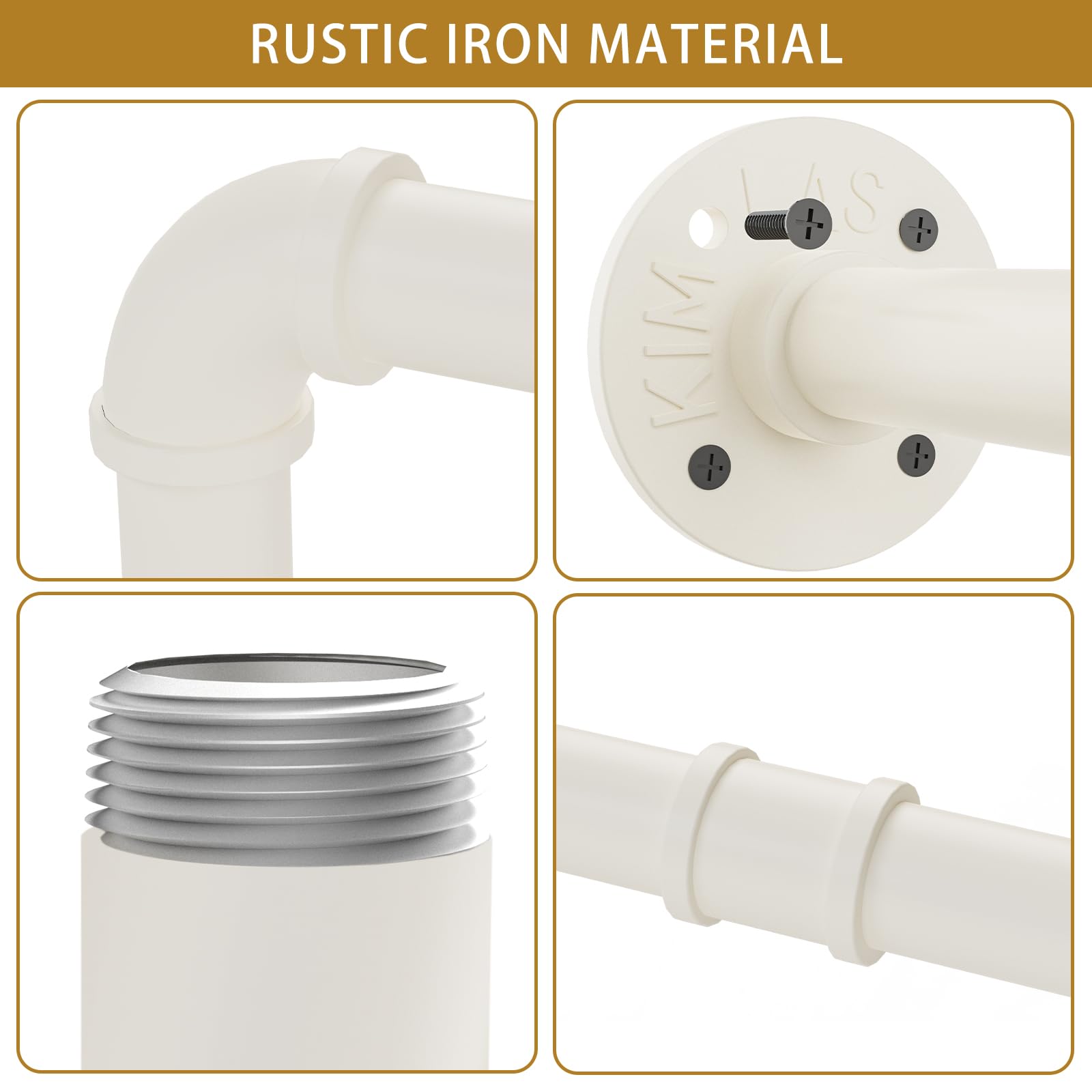 Set di 1 Appendiabiti da Soffitto Industriale, Attaccapanni da Muro 120 cm, Due Opzioni di Montaggio, Stendino da Parete, 69x60cm, Facile da Montare, Bianco