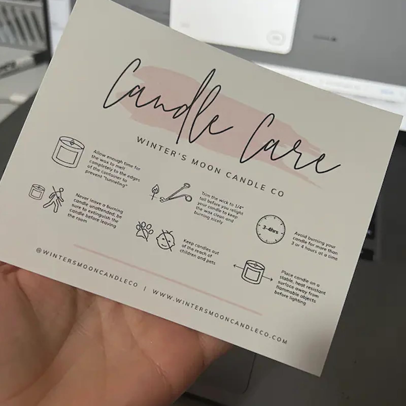 YinDL Custom Candle Care Instruction Cards,5 Sizes, 30-200 pcs, Upload Your Design (5.5 * 8.5 in)