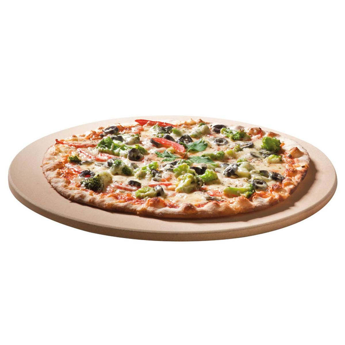 SANTOS XL Pizzastein rund - Ø36,5x1,2cm - knusprige Pizza - Backofen, Kohlegrill & Gasgrill - Pizzaplatte/Backplatte - Pizza, Flammkuchen, Pita, Brot