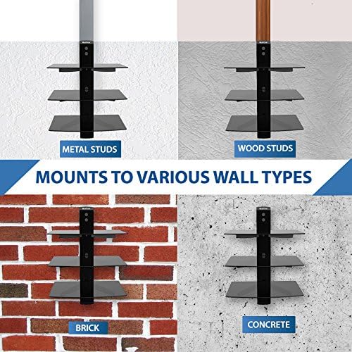 QualGear Universal Triple Shelf Wall Mount for A/V Components Upto 8Kgs/17.6Lbs(X3), Black (Qg-dB-003-Blk)