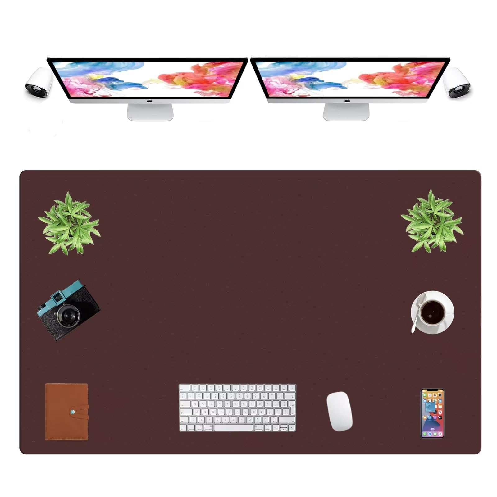 LL-COEUR Extra Large PU Leather Desk Mat Large Mouse Pad XXL Waterproof Table Mat Office Laptop Writing Pad (51.2 x 31.5 inch, Dark Brown)
