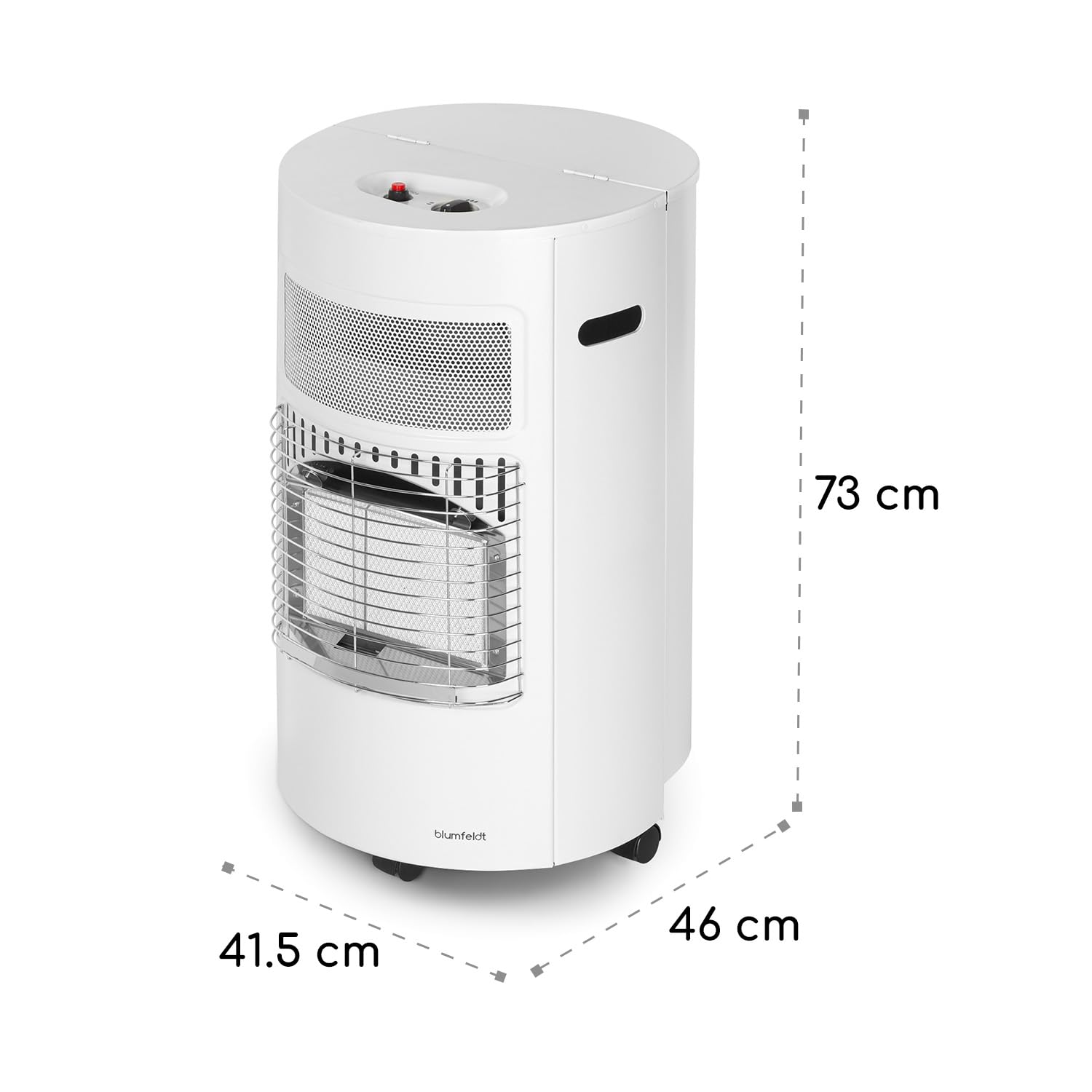 blumfeldt Bonaparte Gasheizung - Gasofen mit 3 Leistungsstufen 1600, 2600 und 4200 Watt, Katalytofen für Gasflaschentyp: 5kg bis 15kg, integrierter Piezozünder, Infrarot-Keramikbrenner, weiß
