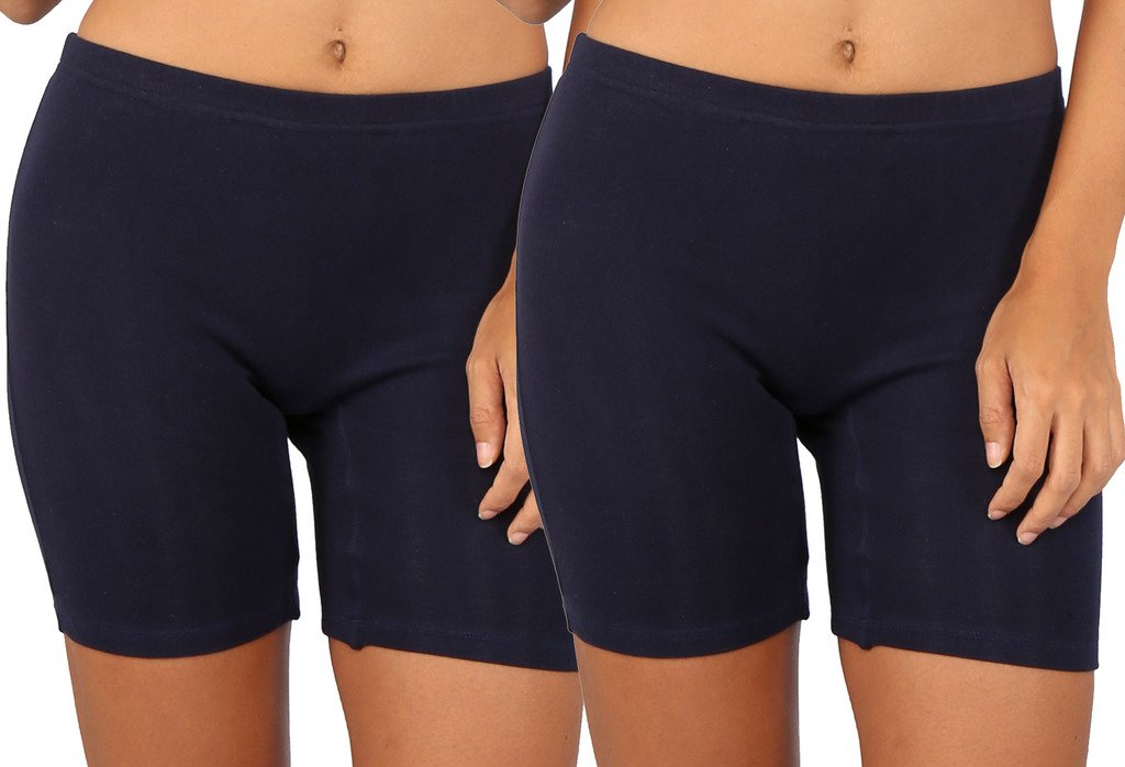 bralux Cycling Shorts for Women, Girls with Cotton Spandex, Set of 2 - Rib Shorts-picture-34