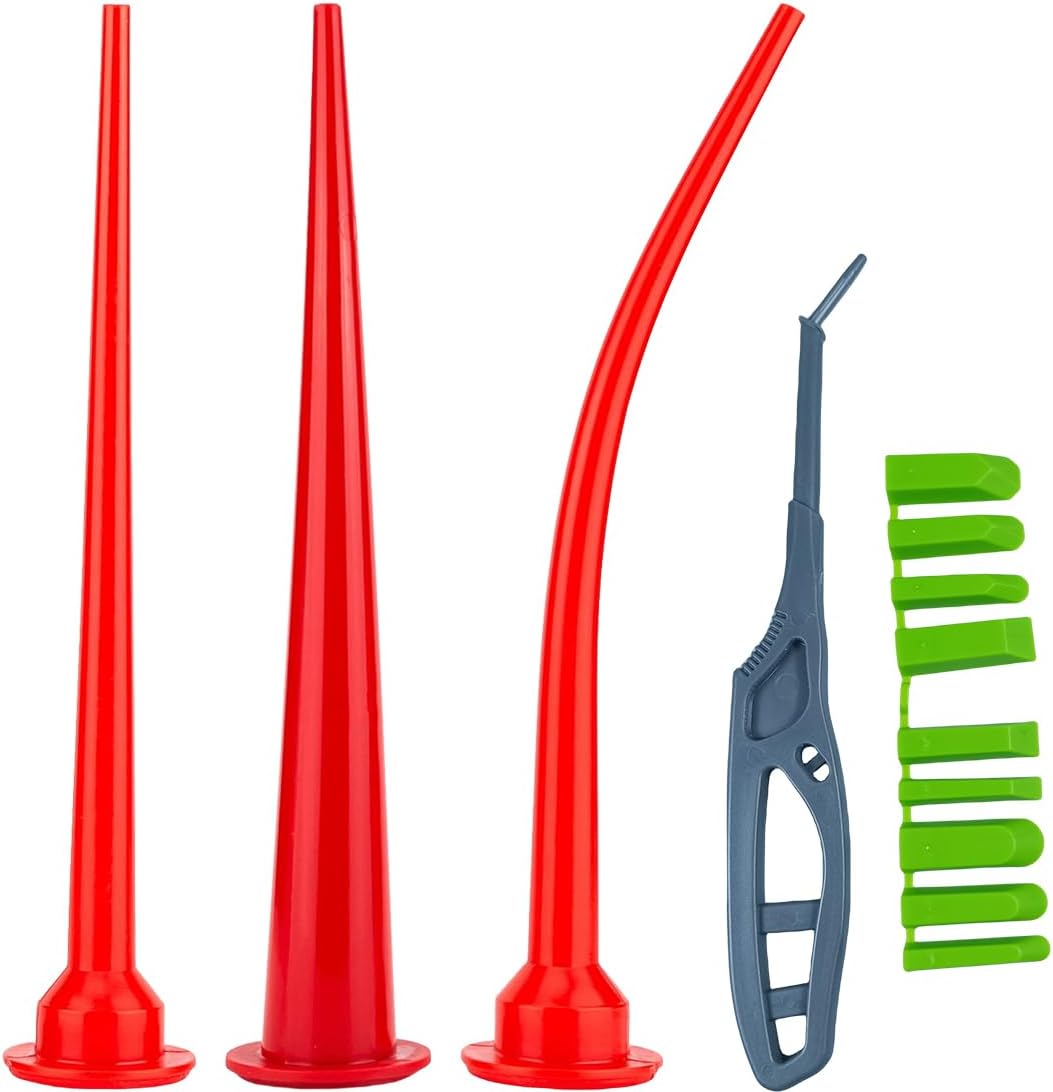 Caulking nozzle of sausage caulking gun, with Scraping Tools 11.8in Reusable Caulk Nozzle