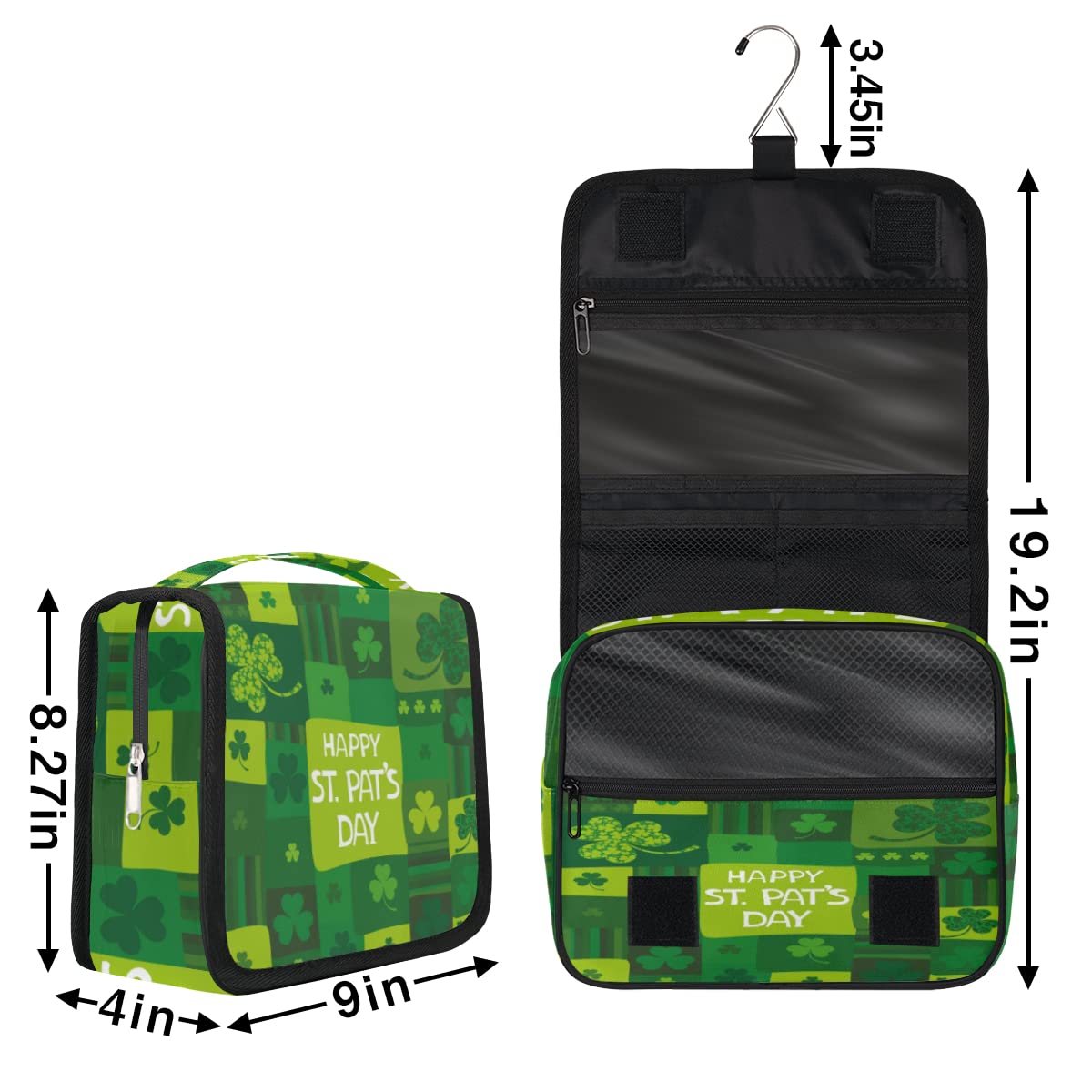 Happy St Patricks Day Podróżna kosmetyczka Patryka Dzień Mycie Torba Unisex Wiszące przybory toaletowe Kosmetyczka Organizer do makijażu, wielobarwny, Jeden rozmiar