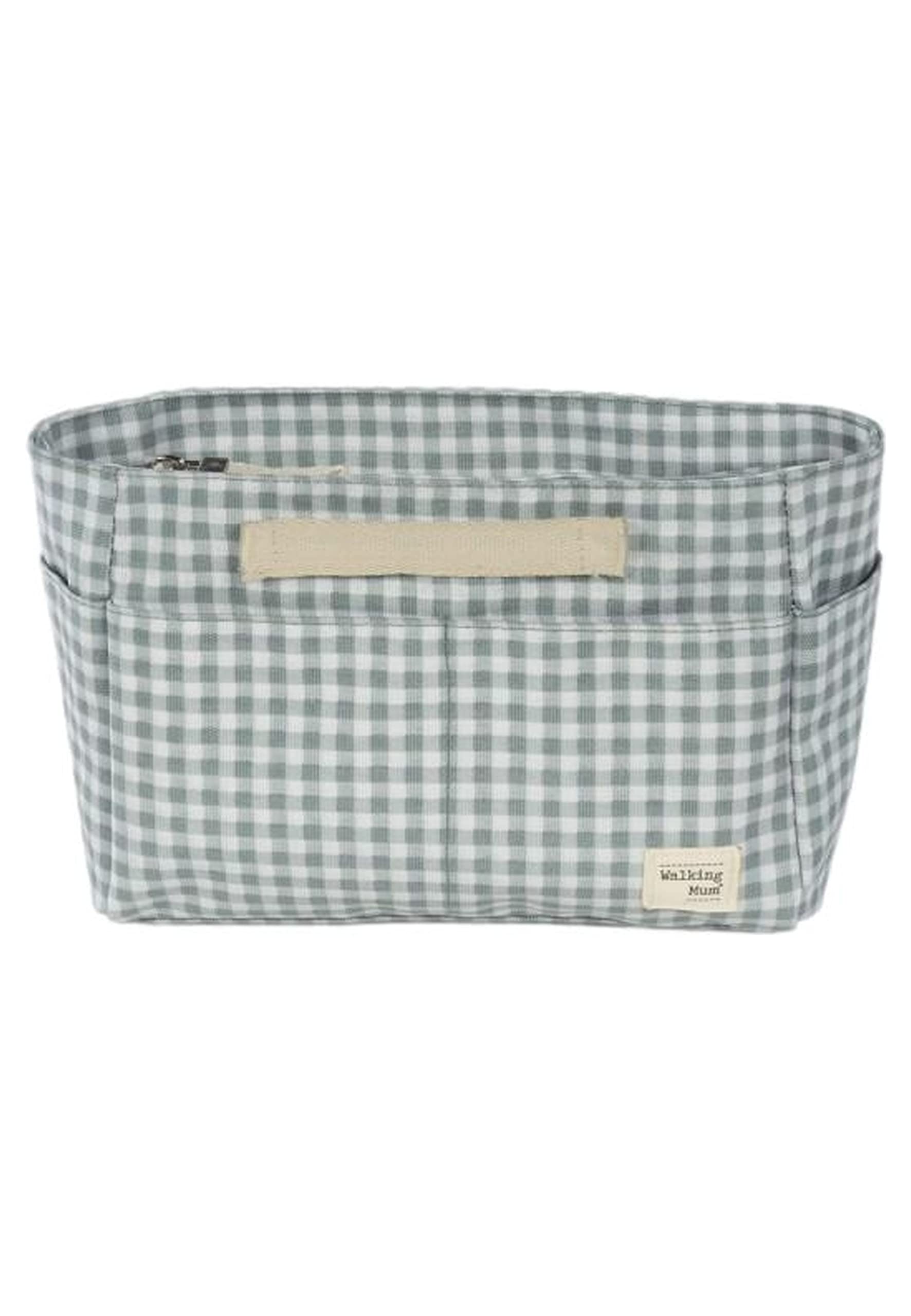 Walking Mum. Trousse de toilette pour bébé I Love Vichy. Petit sac de rangement pour accessoires de toilette et d'hygiène de bébé. Pratique et confortable à transporter. Couleur verte. Dimensions : 26